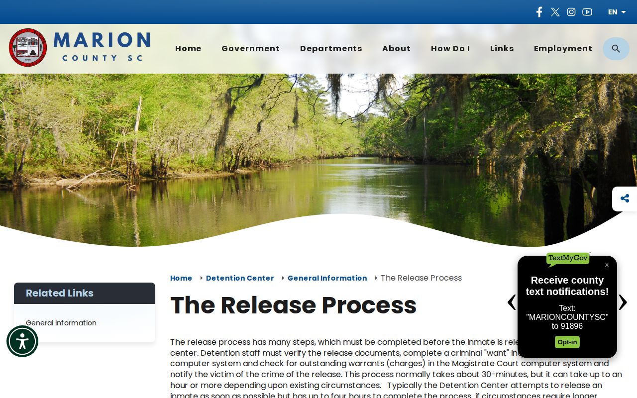Marion County Detention Center release process records